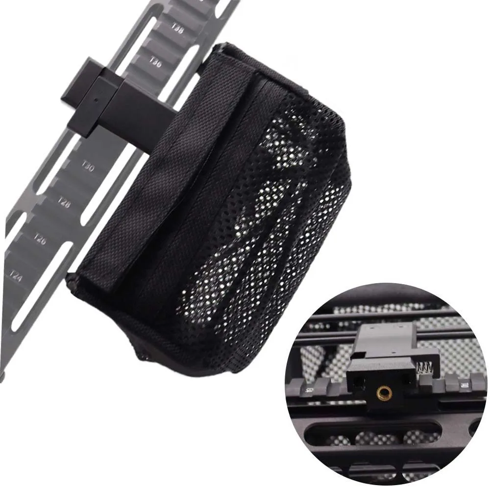 Equipo táctico de receptor de latón para munición, trampa de malla, bolsa de malla de nailon, bolsa de colección negra, bolsa de munición