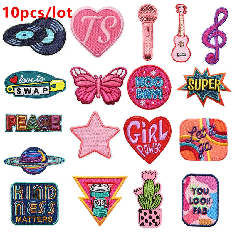 10 unids/lote de parches de dibujos animados para ropa, parches bordados para planchar en pegatinas para ropa - imagen 2