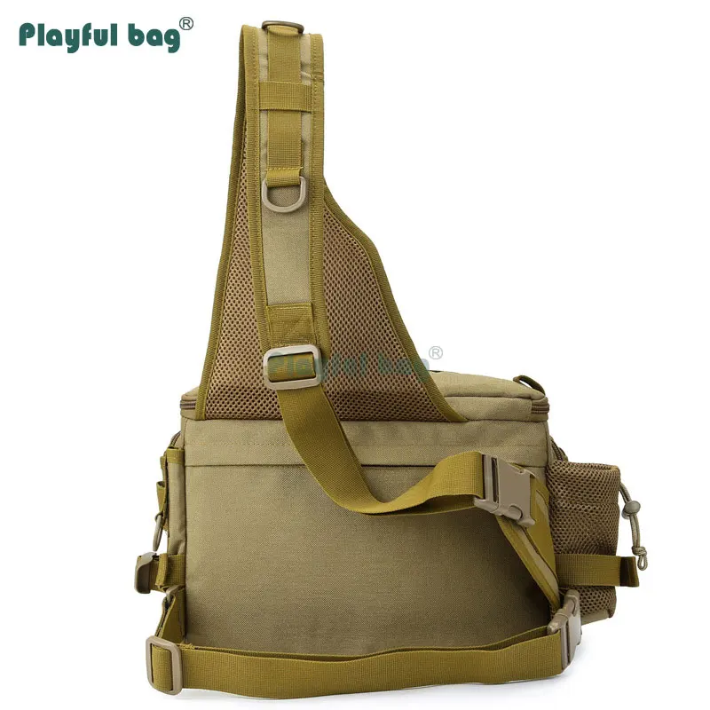 Bolsa de aparejos de pesca multifuncional para hombre, bolsa de nailon para caña de pescar, viaje al aire libre, cuerpo cruzado, paquete de pecho grande, AVA116 - imagen 5