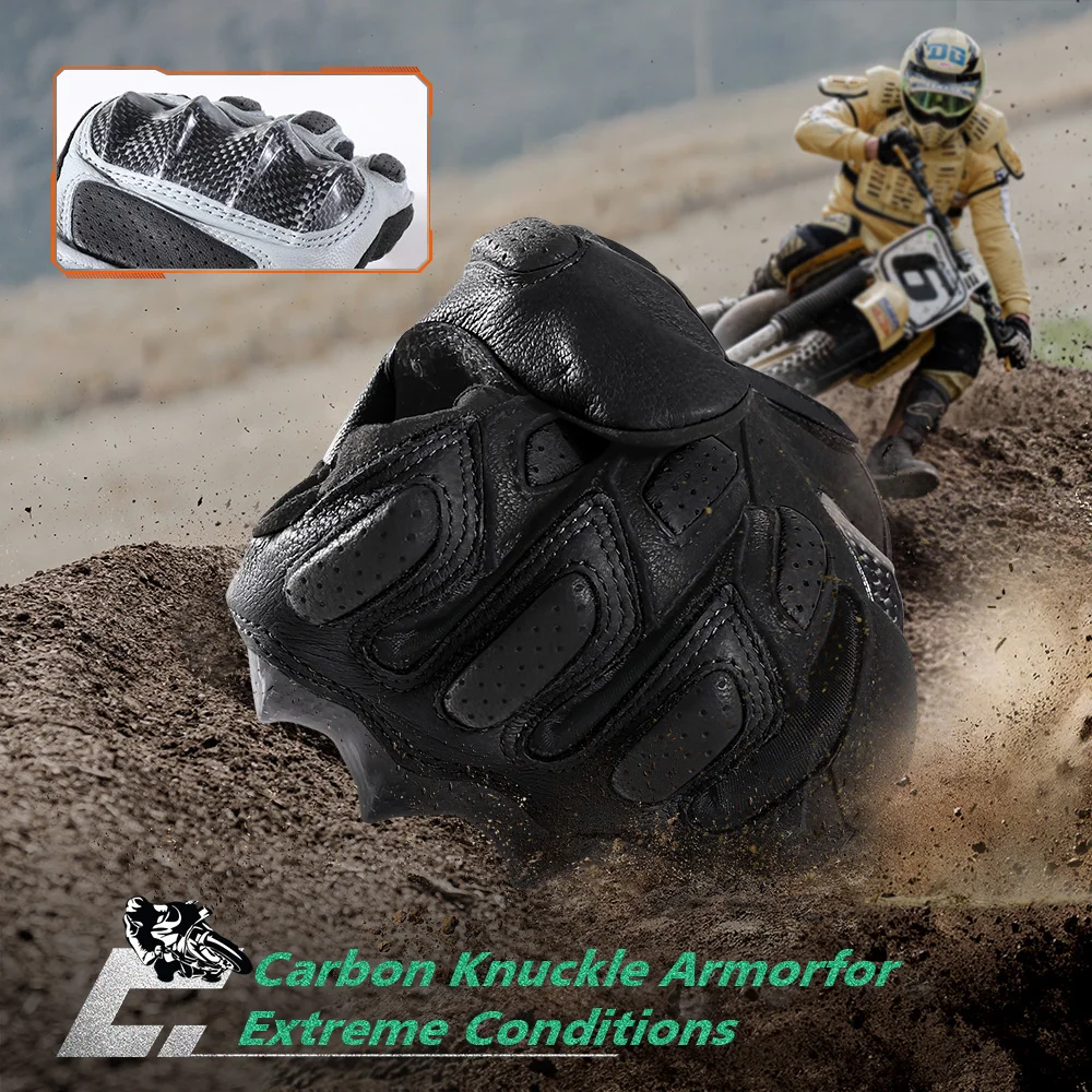 Guantes de ciclismo con pantalla táctil de cuero para Motocross, carreras, MTB, bicicleta de montaña, motocicleta, deportes de bicicleta, senderismo, equipo antideslizante para hombres y mujeres - imagen 4