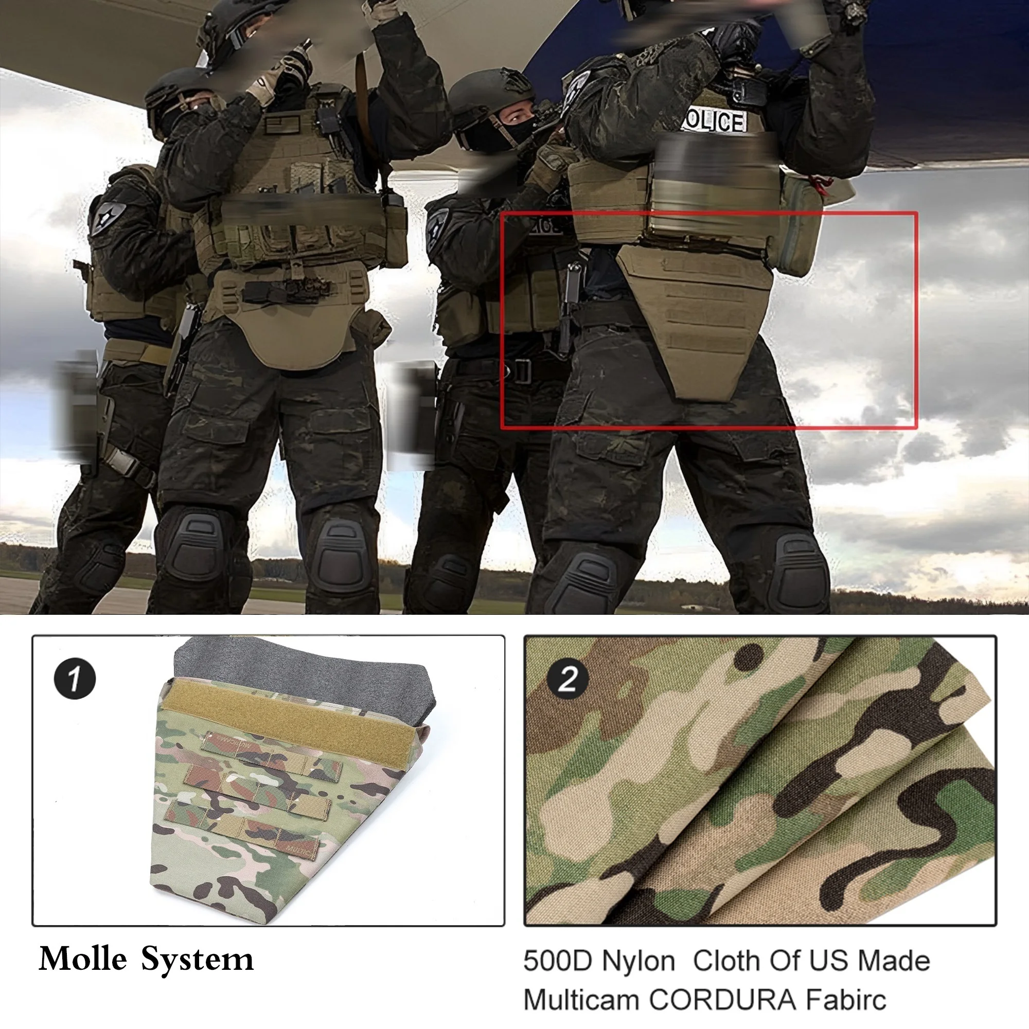 Chaleco táctico plisado para protección de la ingle, equipo militar, soporte de placa corporal MOLLE Airsoft, accesorio, juego de guerra Airsoft - imagen 2