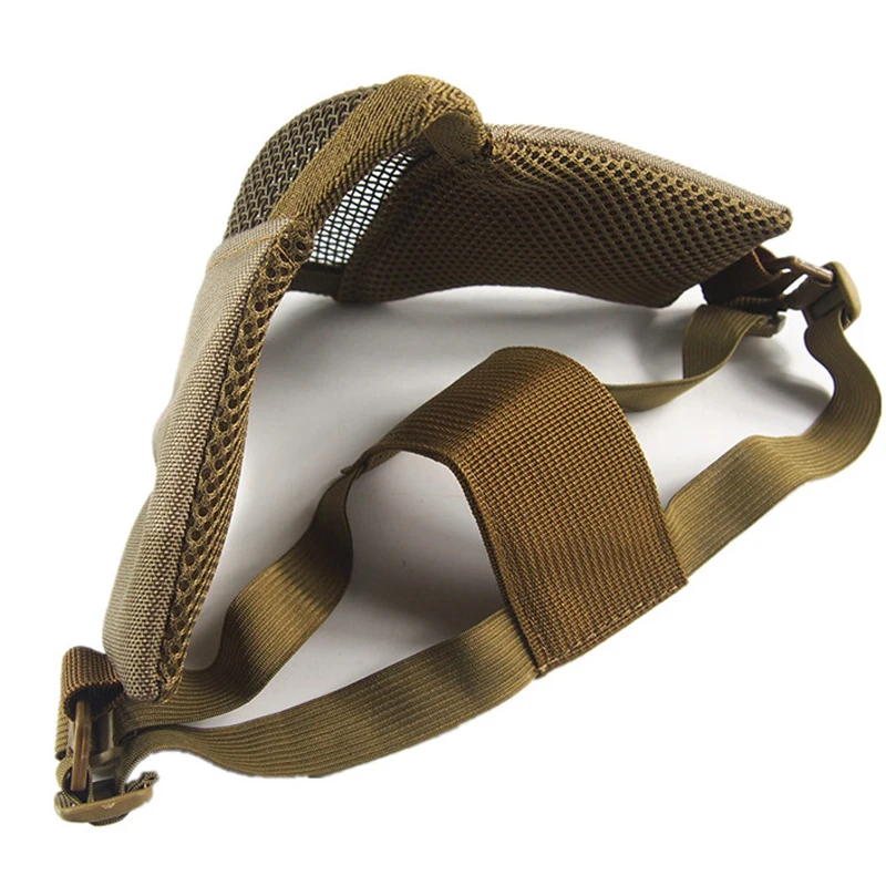 Mascarilla facial de camuflaje para exteriores, Airsoft, malla de red de acero medio metálico, táctica, Paintball, ciclismo, máscara protectora transpirable para equipo de caza - imagen 5