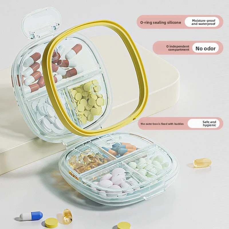 Pastillero portátil semanal, caja de medicamentos compacta organizador