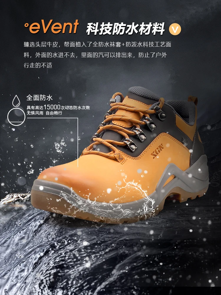 XGN-zapatos de senderismo de cuero de vaca para hombre, botas de caza impermeables, botas de trekking de combate táctico del desierto, zapatillas de senderismo cálidas al tobillo - imagen 3