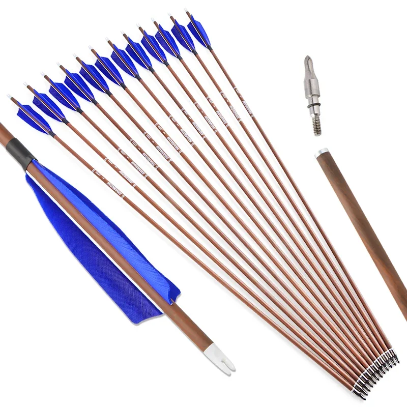 12 Uds flechas de tiro con arco 32,6 pulgadas flecha de carbono puro columna vertebral 340 400 500 600 eje ID 6,2mm para arco recurvo caza tiro al portab - imagen 4