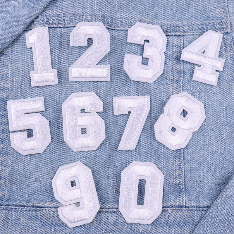 Parche bordado con número 0-9 para planchar, accesorios de ropa, pegatinas para coser, para sombreros, mochilas, camisetas, 10 piezas - imagen 5