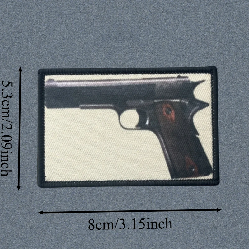 Parche de impresión de pistola Colt 1911, chaleco táctico, insignia de moral con gancho y bucle, pegatinas decorativas para mochila, parches para brazalete para ropa - imagen 3