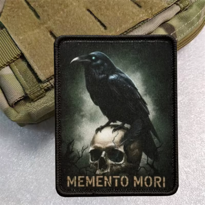 Parche táctico Memento Mori calavera búho con cierre velcro - imagen 5