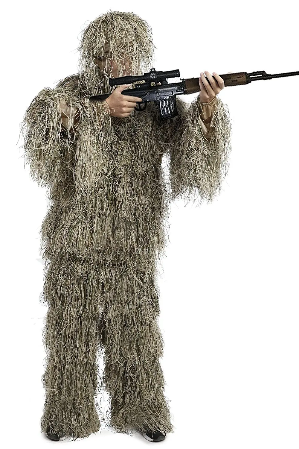 Traje de camuflaje táctico militar, conjunto Ghillie de hierba 3D, traje de caza al aire libre de 5 piezas - imagen 2