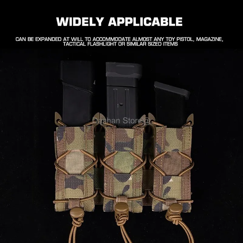 Bolsa para revistas tipo tigre de 9mm, pistola táctica, Clip Triple Mag Molle.40.45ACP, funda para linterna EDC, portacuchillos Airsoft GBB - imagen 2