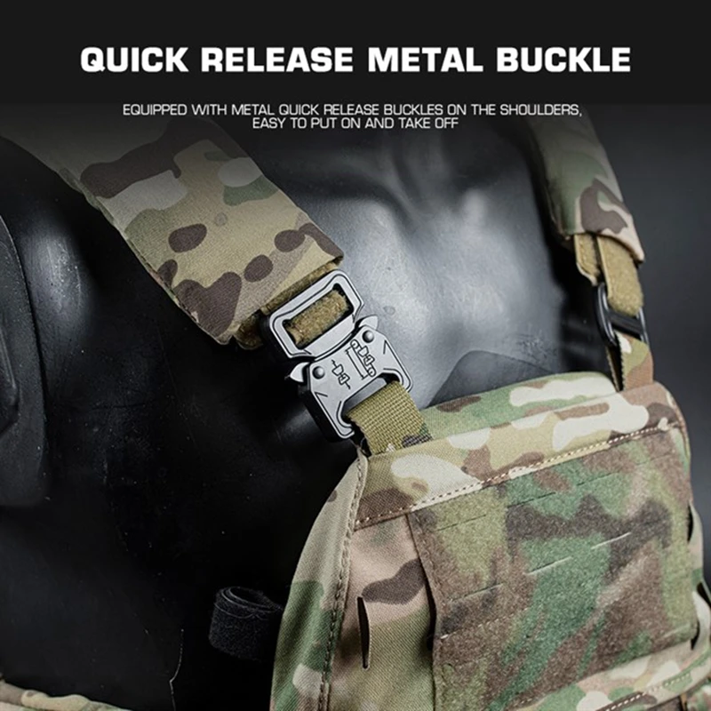 Chaleco táctico V5 PC portador de placa, armadura corporal Modular, portátil, caza, MOLLE, entrenamiento del ejército, Airsoft, con Triple bolsa Mag - imagen 5