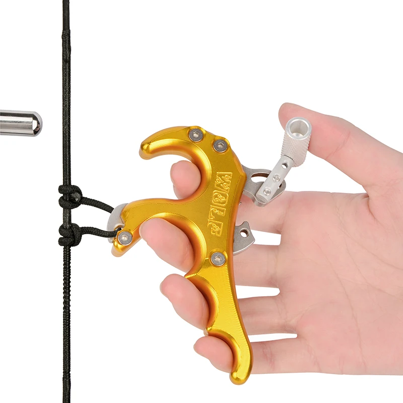 Liberador de 4 dedos para tiro con arco, ayuda de liberación de arco compuesto, pinza de gatillo de pulgar de aleación de aluminio, 4 colores para tiro de caza con arco - imagen 3