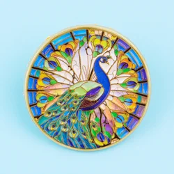 Insignia pavo real cristal esmalte colorido – Broche para chaqueta y mochila