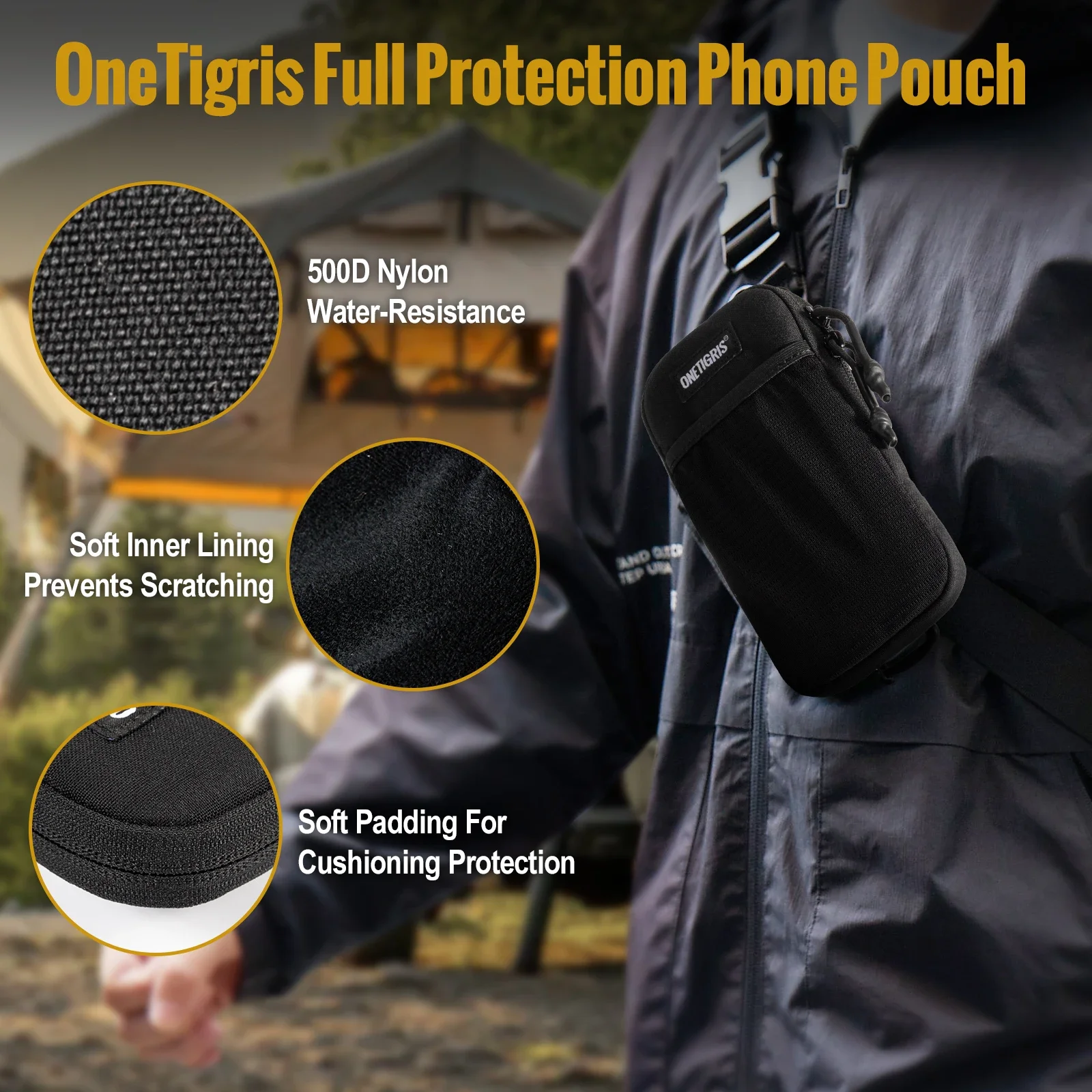 ONETIGRIS Funda para teléfono móvil - Soporte para cinturón de teléfono Molle Bolsa para teléfono para cinturón con lazo, capacidad para teléfonos de 4,7 "-6,5", riñonera EDC - imagen 5