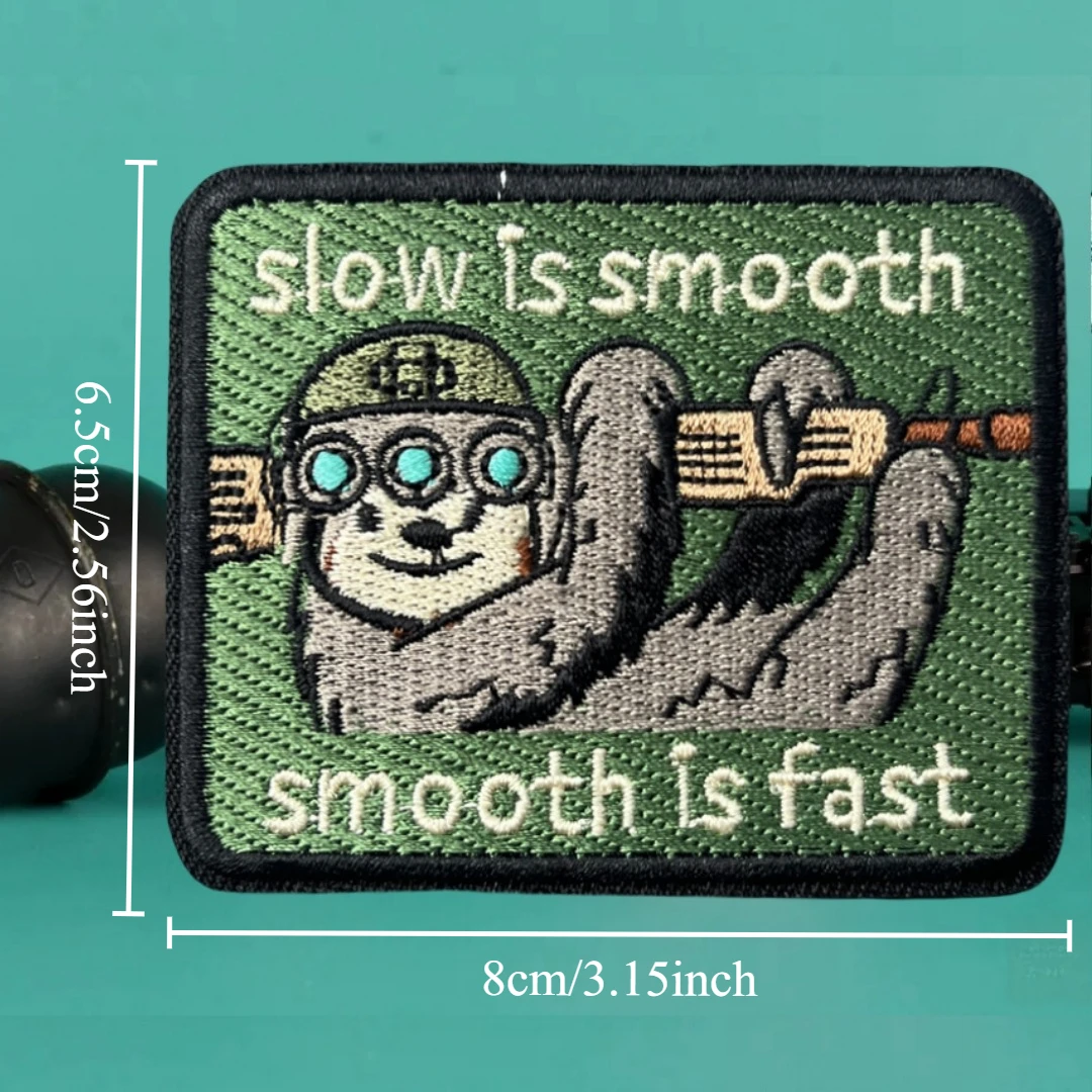 Lento es suave, suave es rápido, parche táctico de moral, parches militares bordados personalizados con gancho para ropa, pegatina para mochila - imagen 2