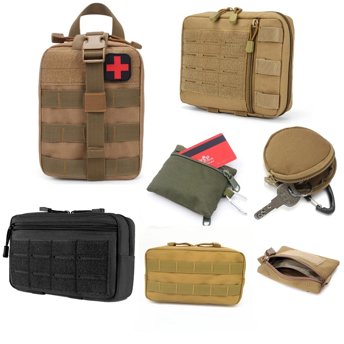 Riñonera EDC para exteriores, bolsa de herramientas MOLLE, monedero pequeño, accesorios para ciclismo, camping y caza, botiquín de primeros auxilios médicos