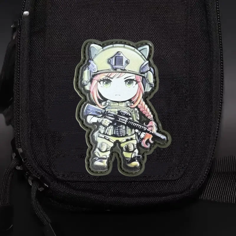 Parche táctico de Chica de Anime, insignia de moral militar, gancho y bucle impreso de PVC, mochila, ropa, accesorios decorativos, pegatina, brazalete