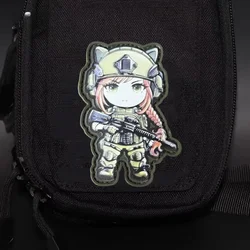Parche táctico de Chica de Anime, insignia de moral militar, gancho y bucle impreso de PVC, mochila, ropa, accesorios decorativos, pegatina, brazalete