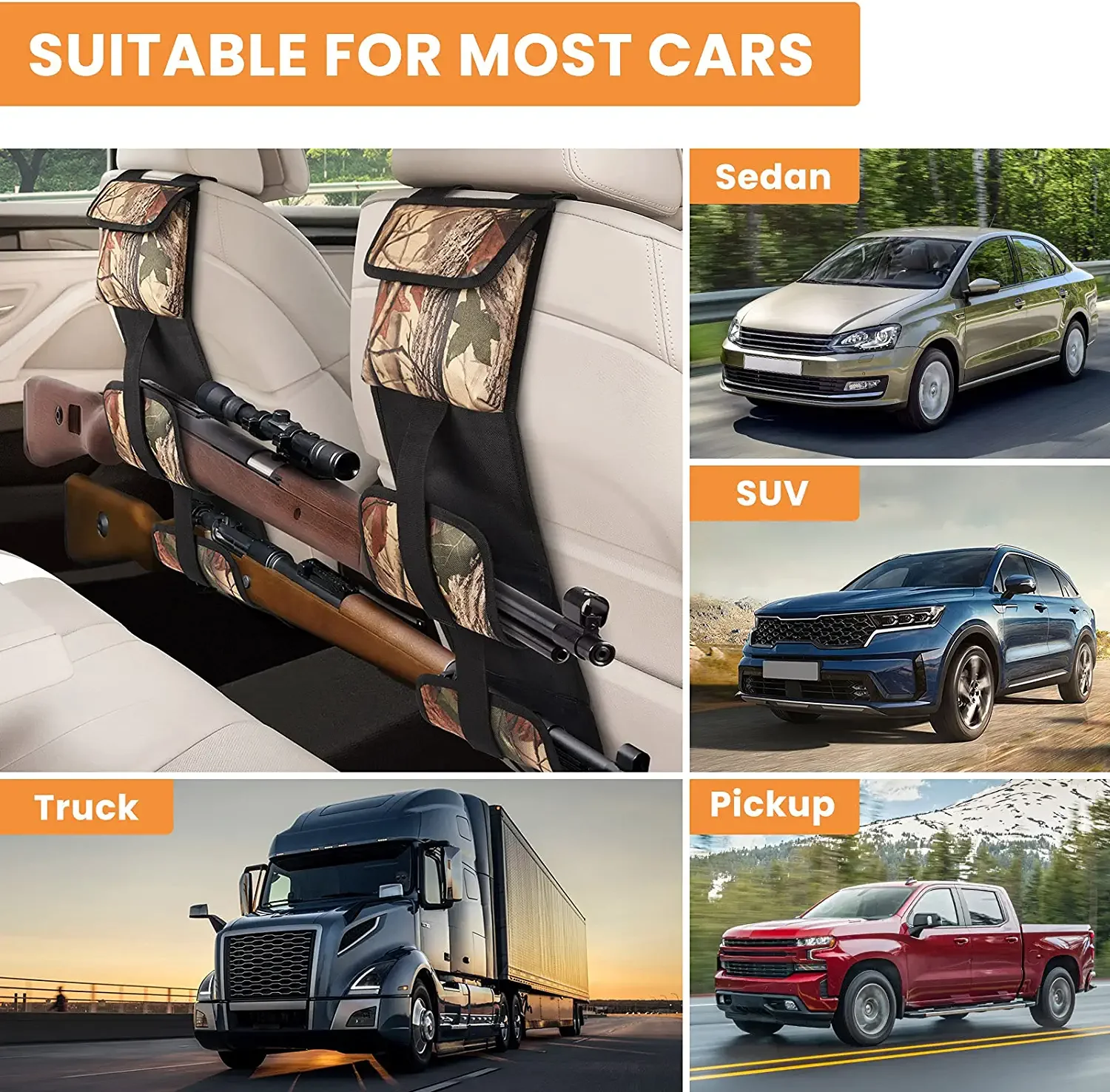 Soporte táctico para asiento trasero de coche, 2 uds., soporte para Rifle, almacenamiento, organizador, bolsa, funda oculta para coche, camión, SUV - imagen 5