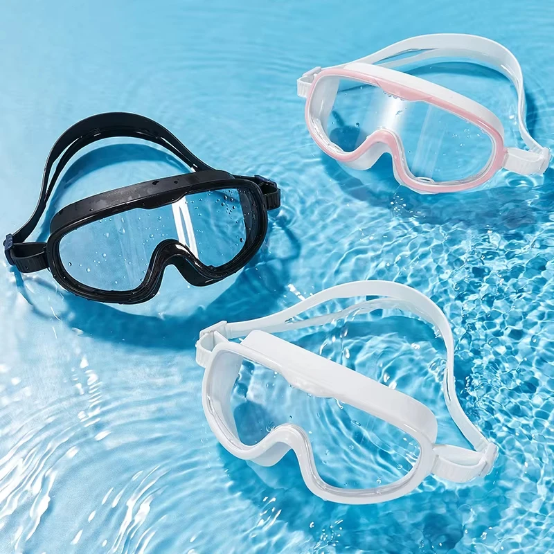 Gafas de natación con montura grande para adultos, lentes planas transparentes de alta definición, impermeables, antivaho, anti UV, con tapones para los oídos integrados, 1 piezas - imagen 5