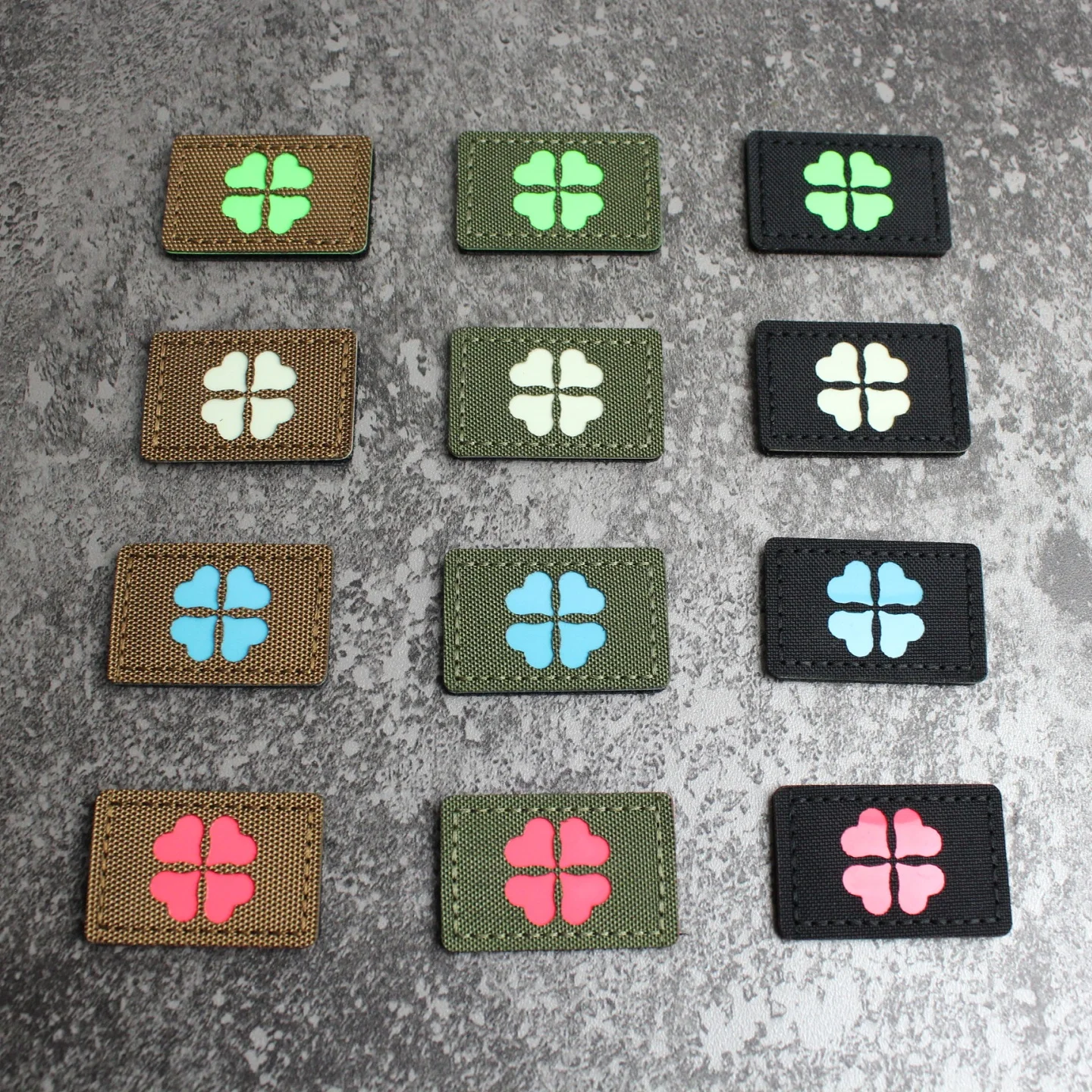 Insignia luminosa de trébol de cuatro hojas cortada con láser personalizada, hebilla MOLLE de hoja de Ginkgo, parche de gancho y bucle para mochila personalizado - imagen 5