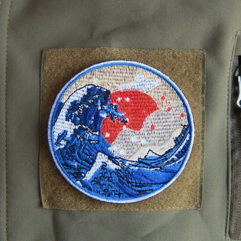 Parche bordado The Great Wave Off Kanagawa, parche japonés, gancho táctico, parches traseros, Badgesfor backpack custom - imagen 2