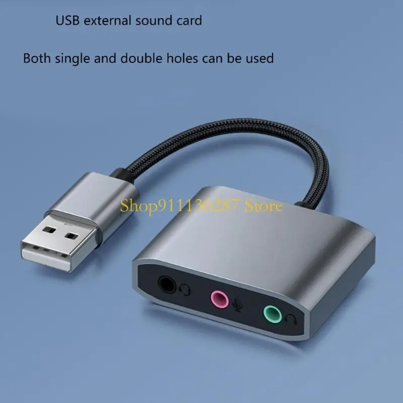 J1HC USB a 3.5 mm Adaptador tarjeta sonido externo para auriculares para juegos, PC, computadora portátil - imagen 3