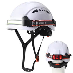 Casco de seguridad ABS con luz LED frontal y trasera para obra