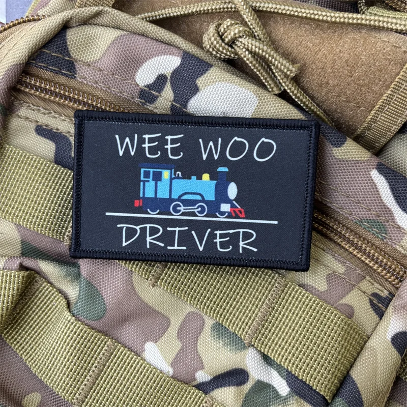 Parche táctico impreso "WEE WOO DRIVER" para ropa, insignia de moral, parche militar con gancho, pegatinas para mochila - imagen 4