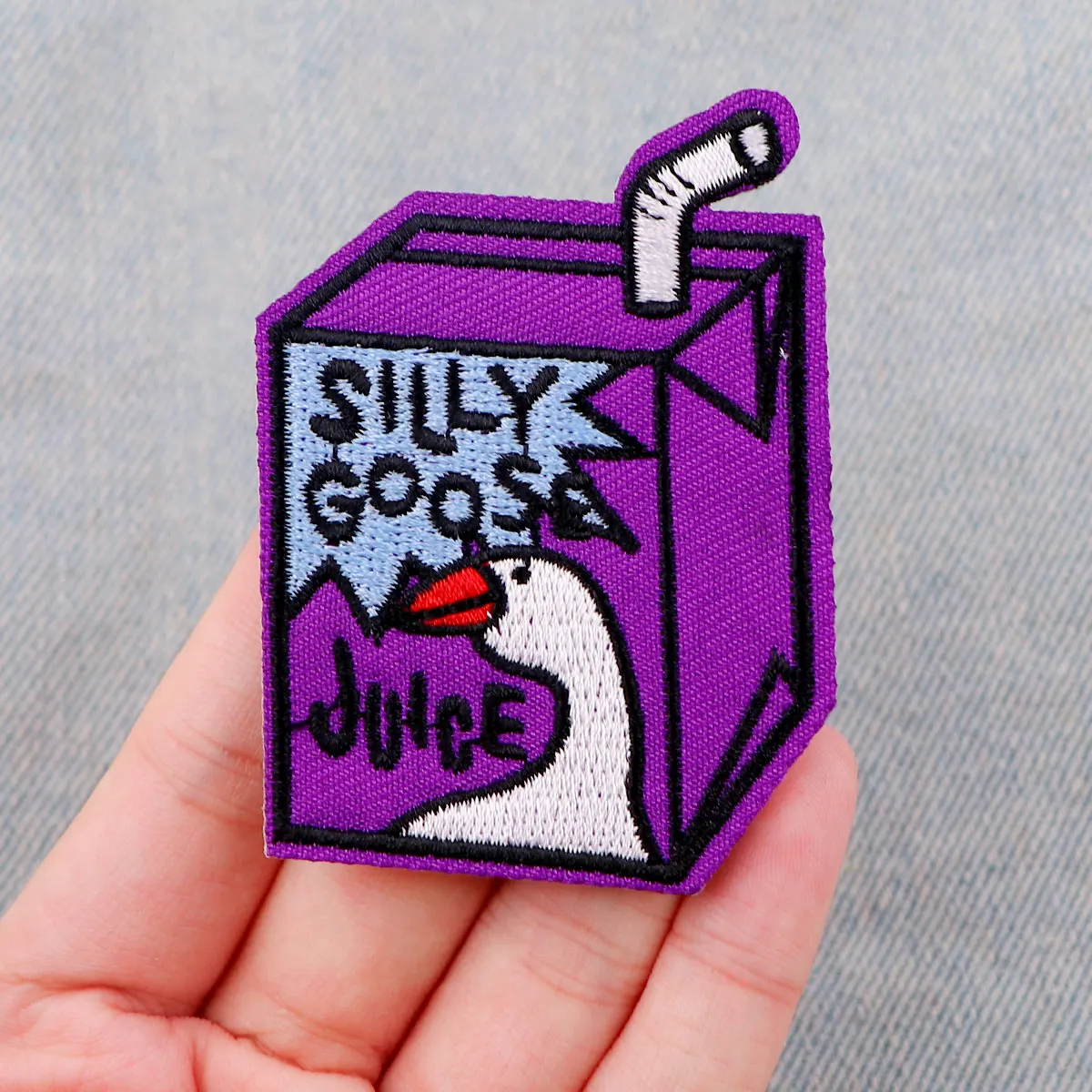 Parche de ganso Silly, bordado de gato lindo, letras, parches termoadhesivos para ropa, insignia de costura DIY - imagen 3