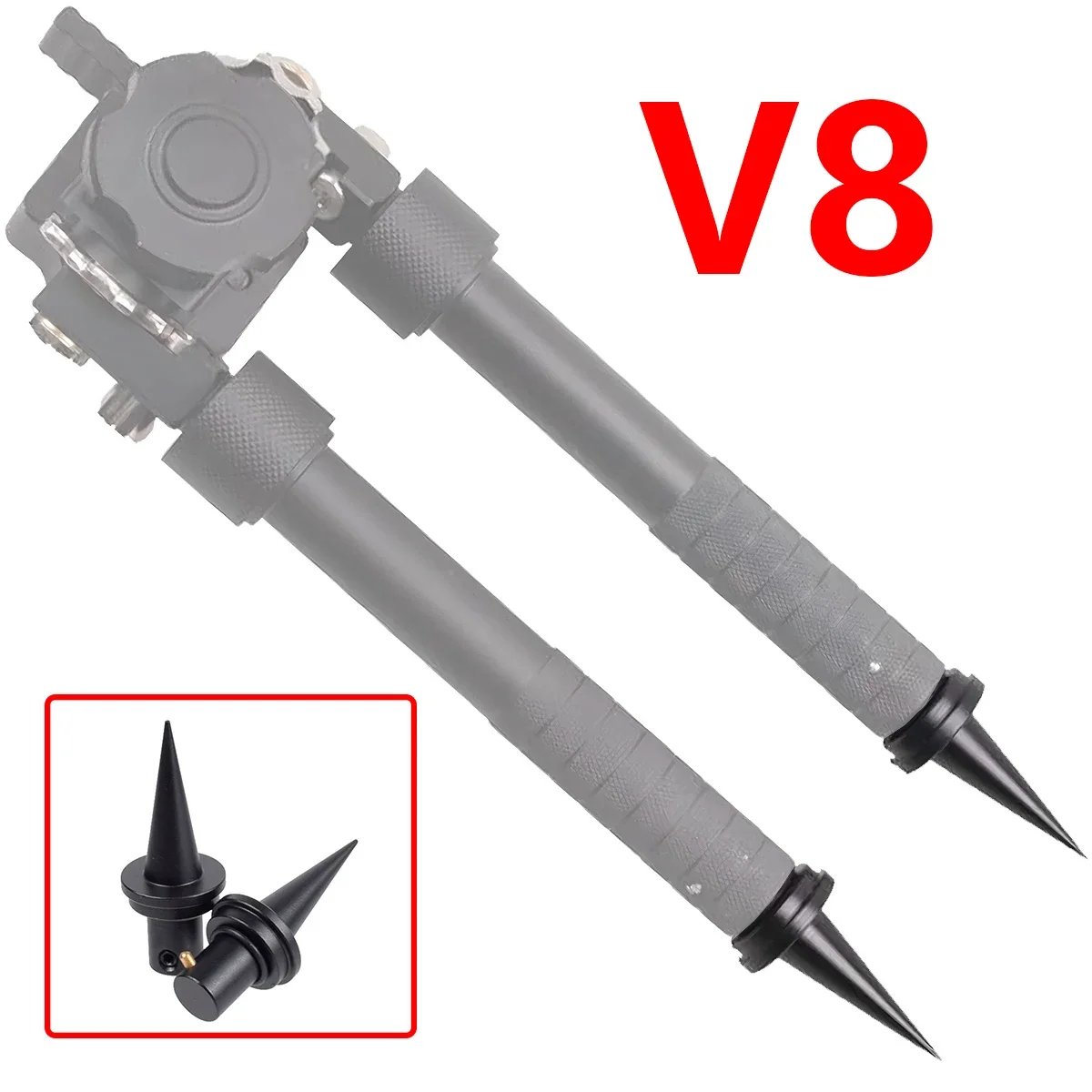 Para pies de púas para bípode V8, repuesto de púas metálicas de cambio rápido de 2 piezas, Compatible con bípode estilo Atlas