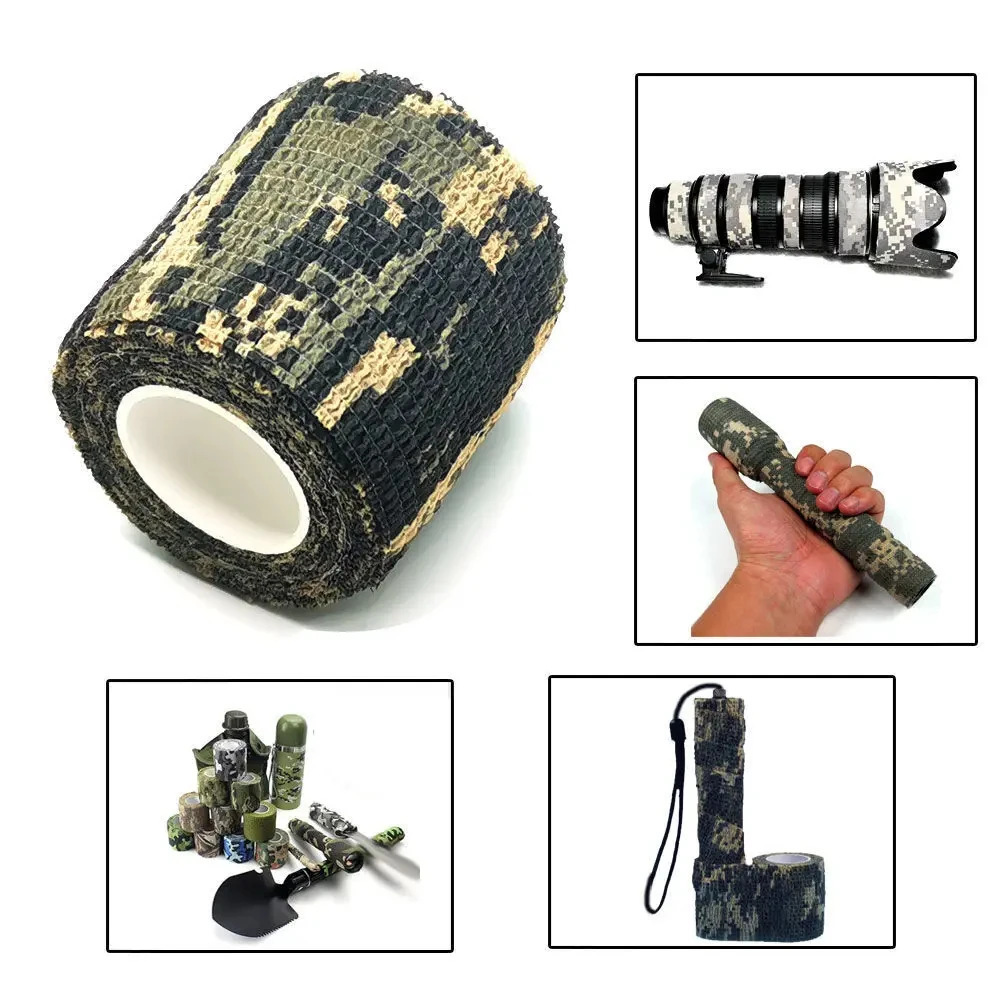 Cinta de cubierta táctica de 4,5 m, herramienta de equipo de tiro de caza, cinta sigilosa de camuflaje, envoltura impermeable, accesorios Airsoft duraderos