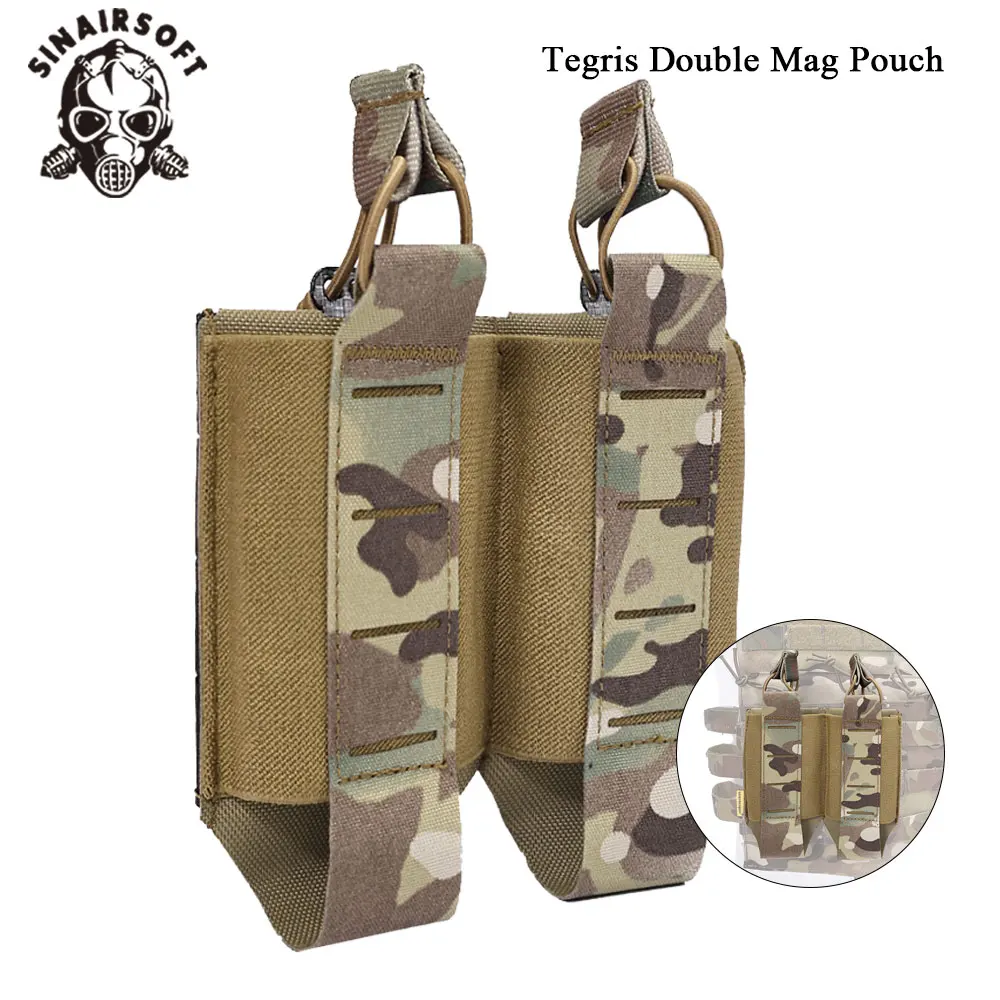 Bolsa doble para revistas 5,56, Tegris Fast Mag, Flexible, MOLLE, elástica, para Rifle, para AR15, portador de placa táctica para caza