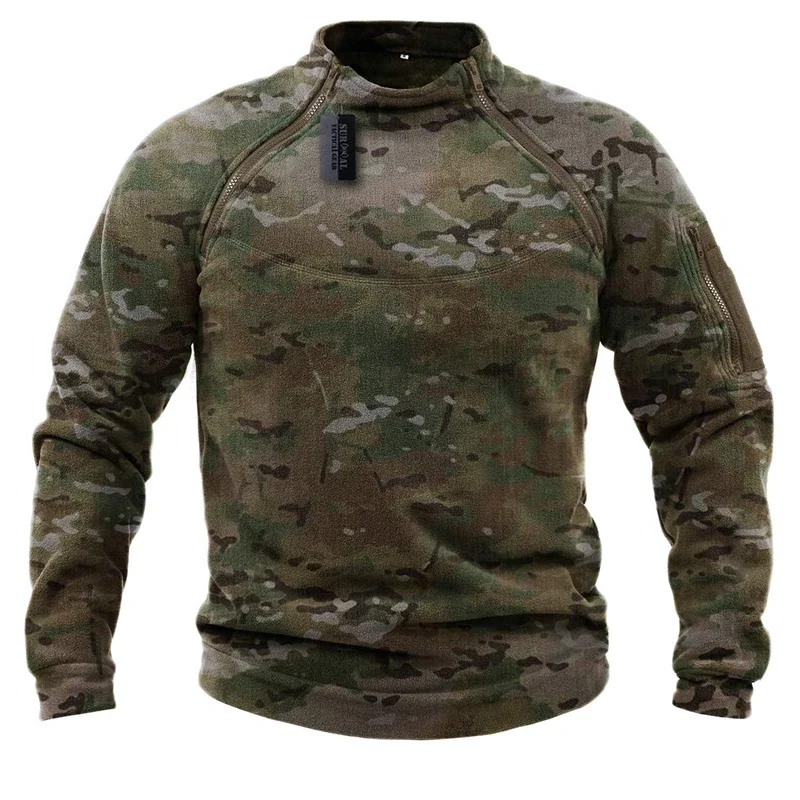 Chaquetas tácticas para exteriores para hombre de EE. UU., ropa de caza, jersey de lana con cremalleras cálidas, abrigos de invierno a prueba de viento, ropa interior térmica - imagen 5