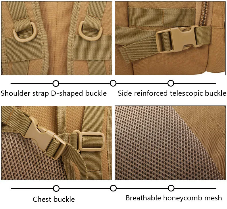 Mochila táctica multifuncional para exteriores, mochila de camuflaje de gran capacidad para hombre, mochila de Camping y senderismo para mujer - imagen 2