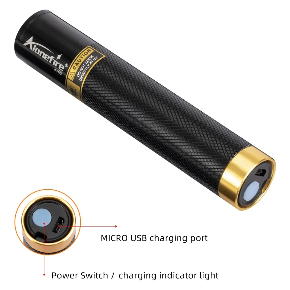 Luz Led negra UV recargable por Usb, tinta Invisible, marcador de fugas de manchas para mascotas, lámpara de detección de escorpión de dinero mineral, 365nm - imagen 5