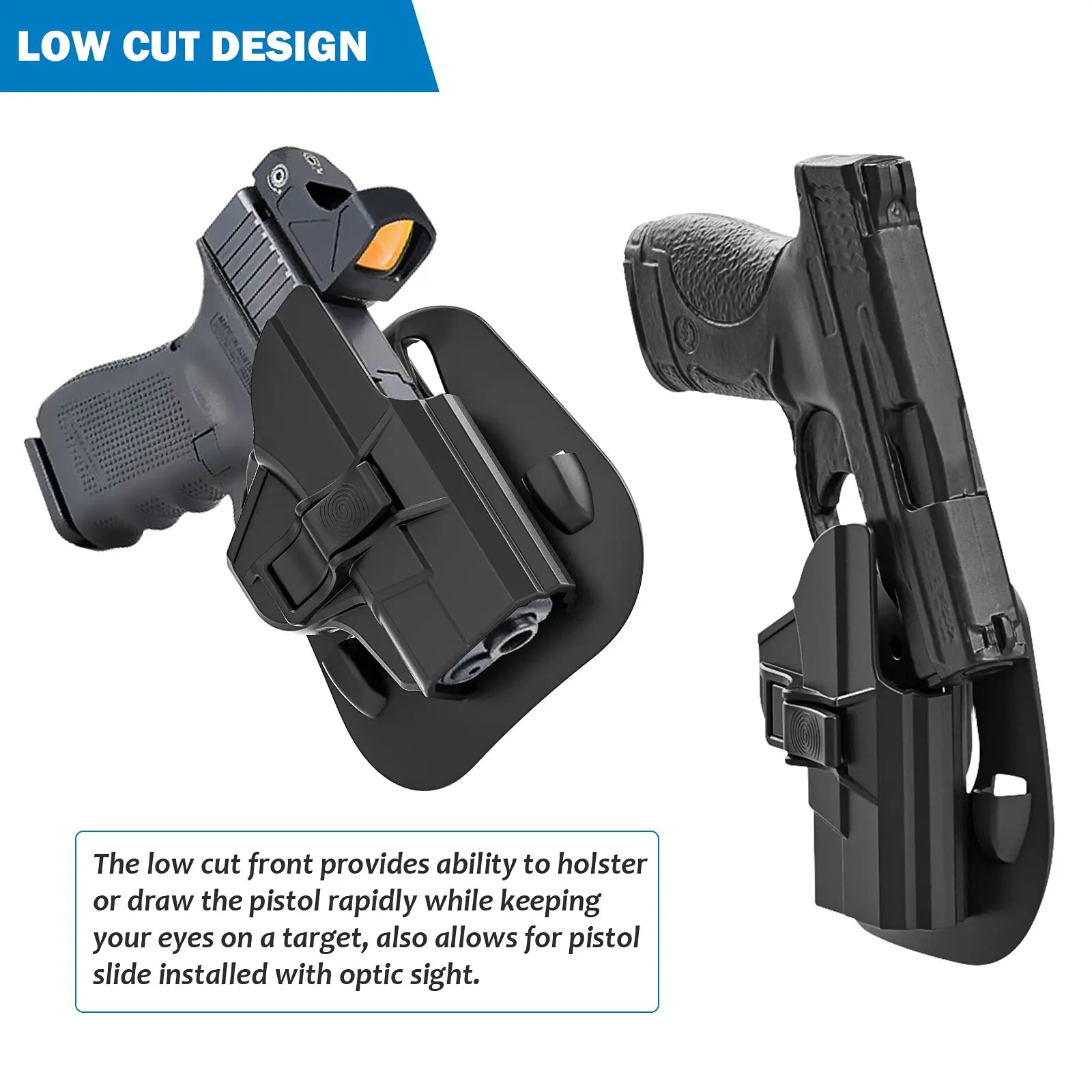 Funda OWB para escudo S&W M&P de 9mm, funda de liberación de dedo para Smith y Wesson MP 2,0 Shield 9mm/.40 3,1 pulgadas barril, mano derecha - imagen 5