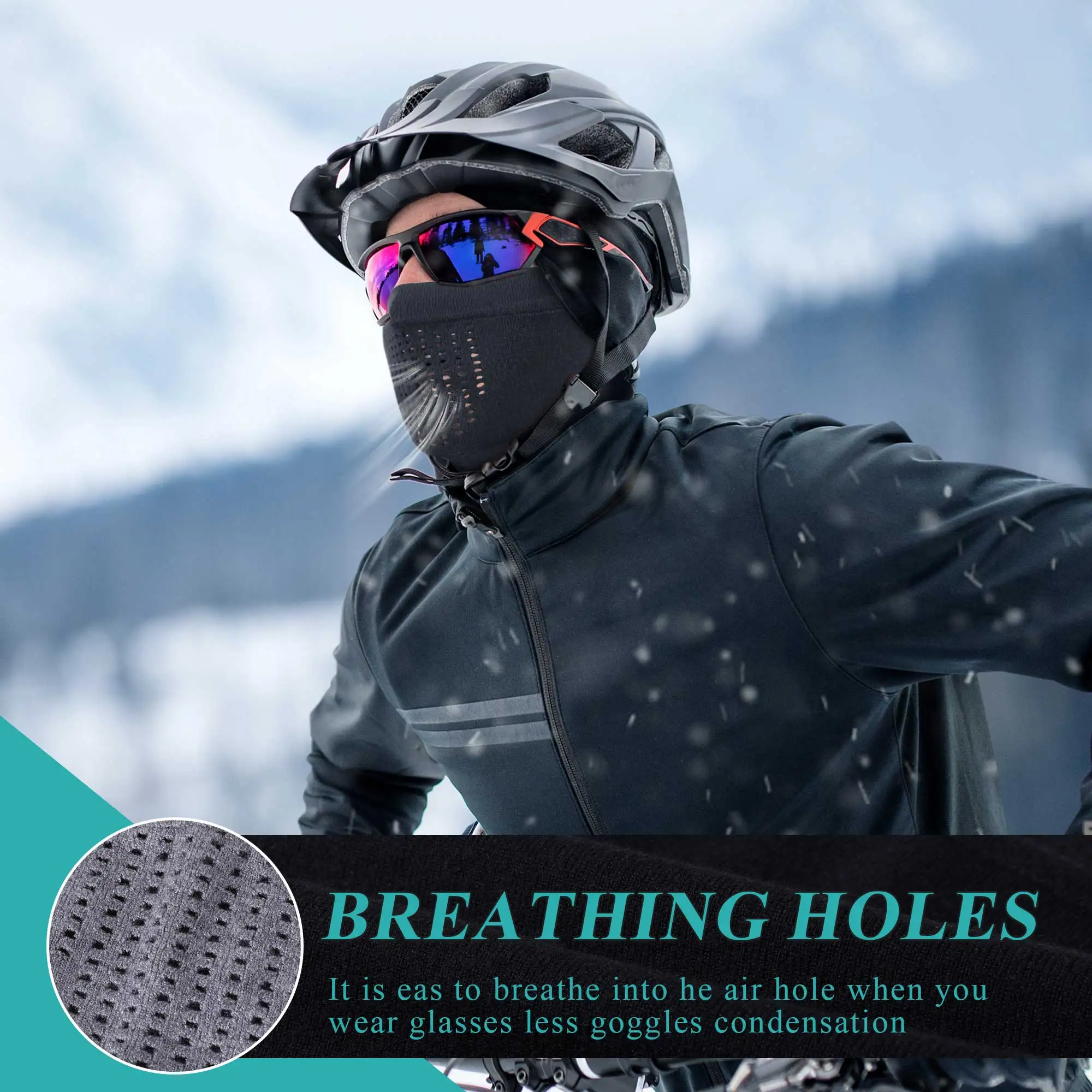 Cubierta facial para ciclismo en clima frío, máscara térmica de invierno, Bandana a prueba de viento, deportes, senderismo, esquí, moto de nieve, calentador de cuello, bufanda - imagen 2