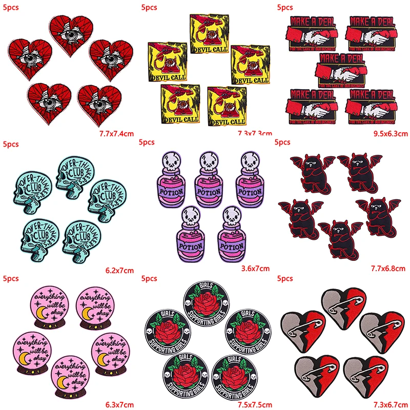 5 unids/lote parche de animales de Hip Hop parches bordados para planchar para ropa parches termoadhesivos en ropa parche Punk para ropa