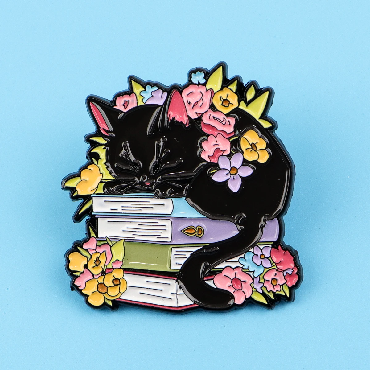 Pin esmaltado de gato negro para mujer, Pin de solapa, broches de libro para decoración de ropa, alfileres de Metal, mochila, sombrero, insignia, accesorios de regalo