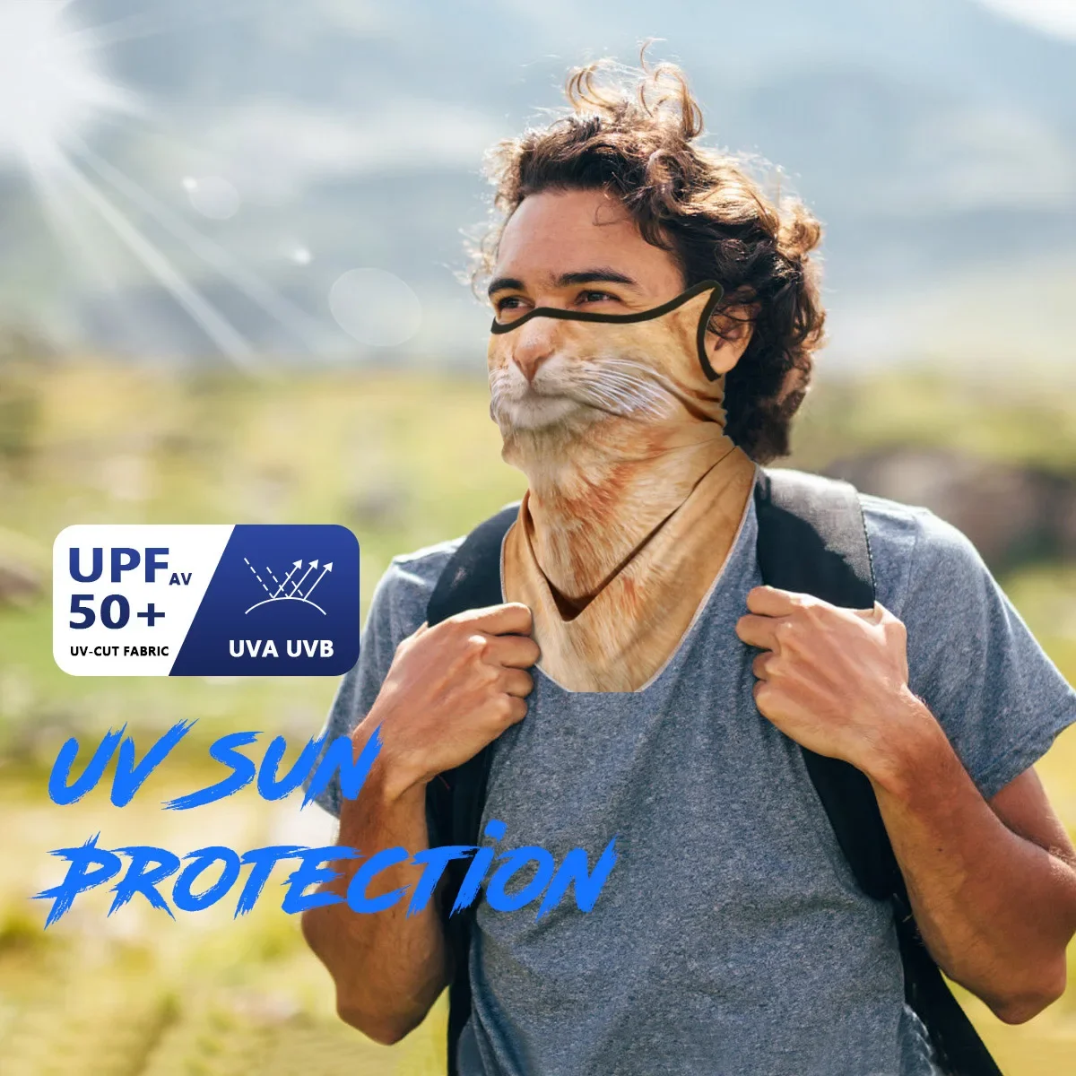 Bufanda deportiva con patrones de animales, transpirable, Anti-UV, a prueba de viento, máscara facial para colgar en la oreja, polaina para el cuello, Bandana para pesca y senderismo al aire libre para hombres - imagen 2