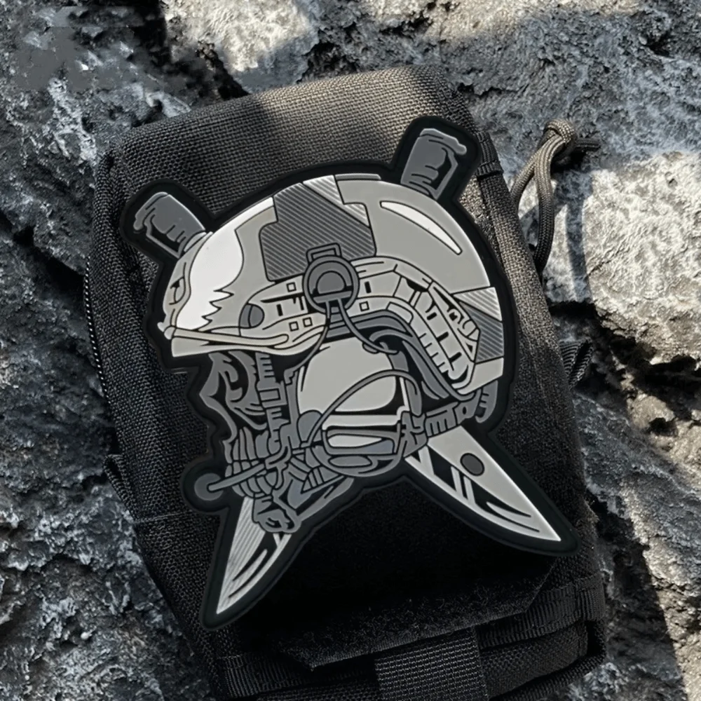 Parche táctico de moral para casco de calavera, parches de gancho y bucle de PVC, insignia de esqueleto militar, brazalete, mochila, pegatinas para ropa - imagen 4
