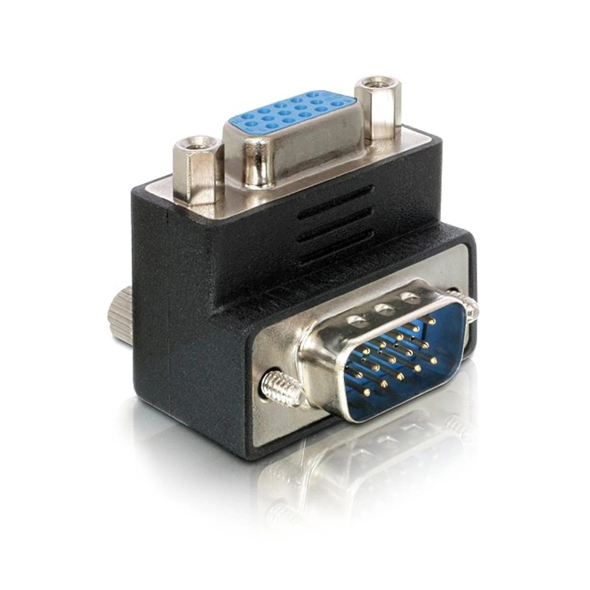 Adaptador de extensión VGA SVGA macho a hembra para Monitor y proyector, 90 grados en ángulo, negro - imagen 2