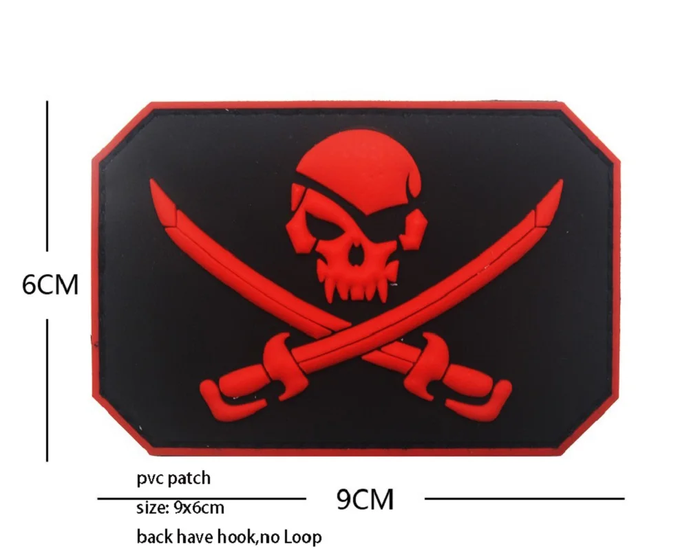 Nuevo diseño creativo pirata capitán Jack brazalete de PVC suave que brilla en la oscuridad cráneo táctico moral mochila parches para ropa - imagen 4