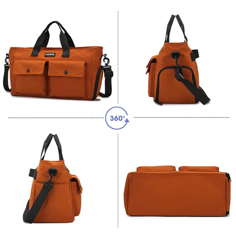 Bolsa de lona deportiva, bolsas de Yoga para gimnasio, húmedo y seco, con paquete de zapatos, para acampar al aire libre, senderismo, bolso grande de mano para equipaje de fin de semana - imagen 5