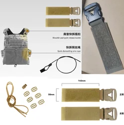 Cable de conexión de chaleco AVS, cuerda de liberación rápida, hebilla para hombrera, accesorio de 3 bandas, paneles delanteros y traseros desmontables