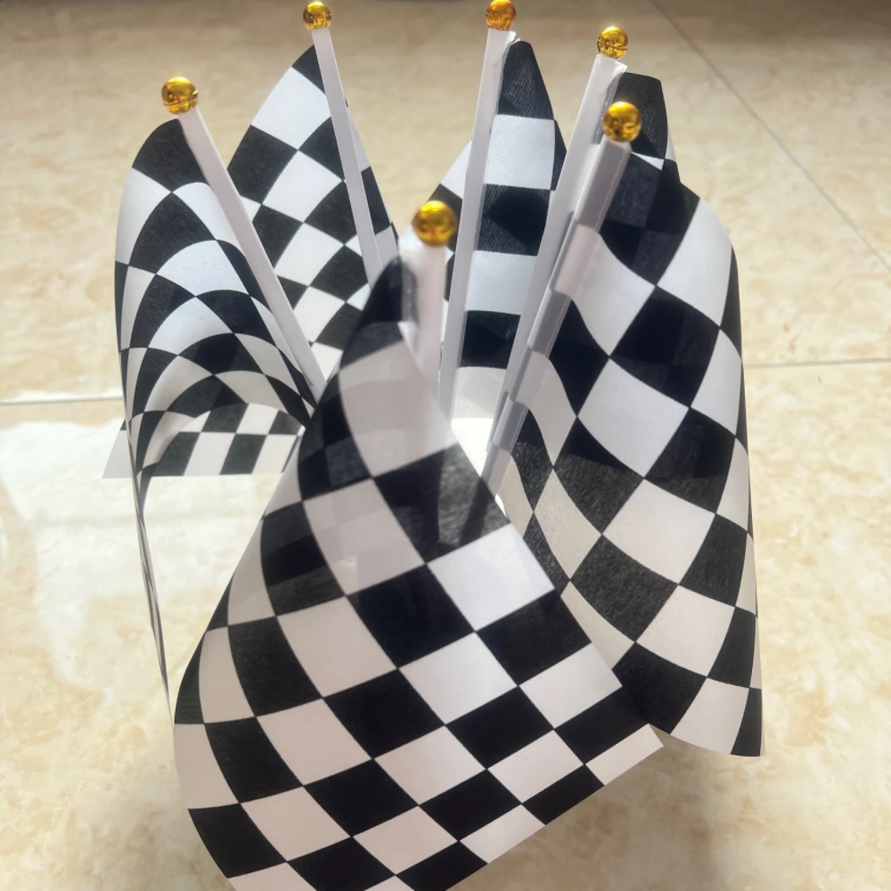 Bandera de carreras F1 a cuadros en blanco y negro, 14x21cm, banderas de señal de mano con bandera a cuadros de alta calidad - imagen 3