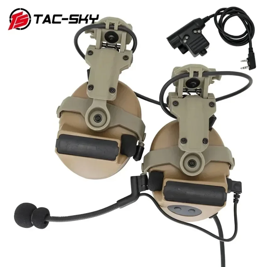 TAC-SKY TSCII casco táctico auriculares para caza al aire libre Airsoft tiro orejeras TacticalC2 auriculares con enchufe U94 K ptt - imagen 5