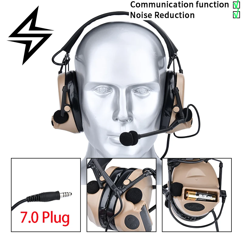 Auriculares tácticos C2 con micrófono y cancelación de ruido para tiro