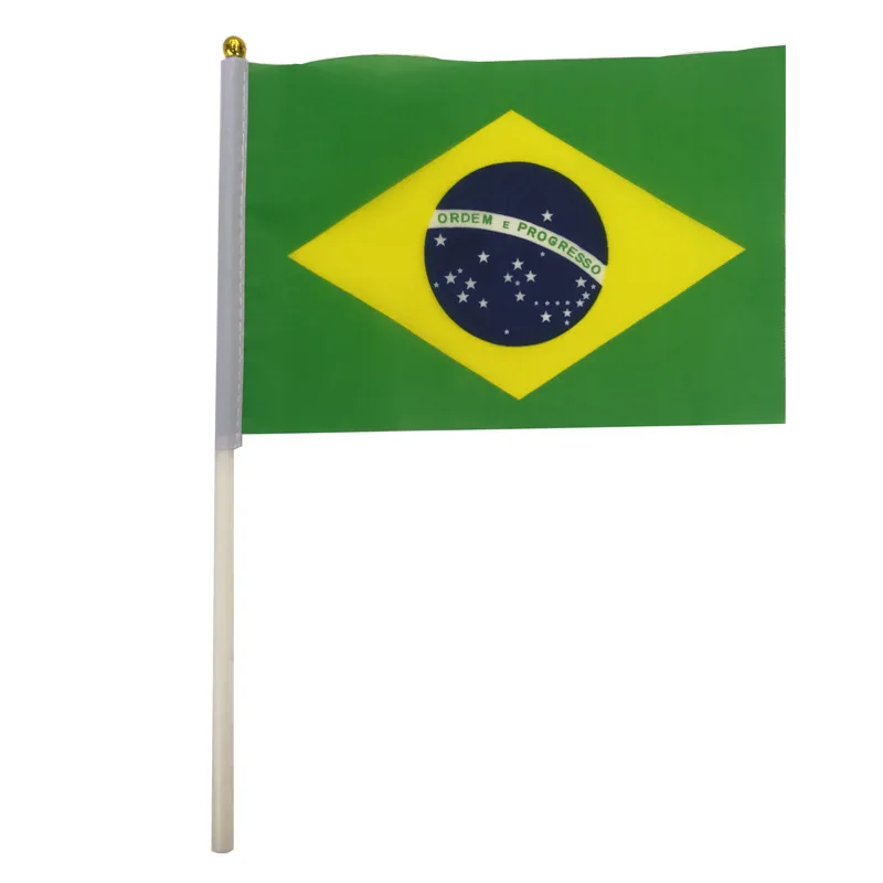 10 unids/lote banderas onduladas a mano de Brasil 14x21cm bandera de Brasil al por mayor - imagen 2